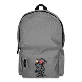 Bergmann Kumpel mit Helm und Grubenlampe - Rucksack - Mittelgrau - Vorne