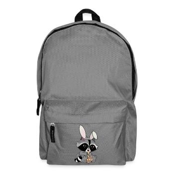 Snuggles der Waschbär im Hasenkostüm mit Osterei - Rucksack - Mittelgrau - Vorne