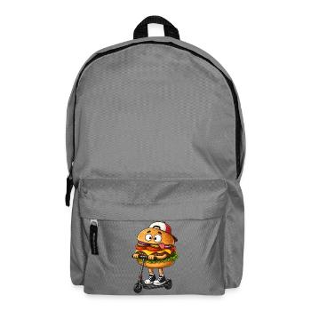 Trottinette de dessin animé drôle avec un burger - Sac à dos - gris éléphant - Devant
