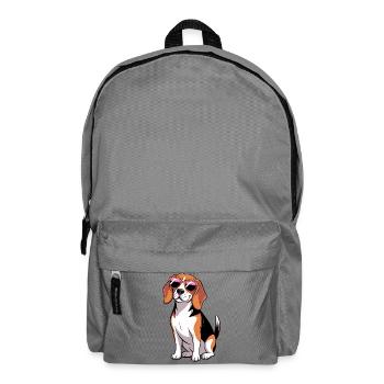 Beagle-Hund mit Sonnenbrille - Rucksack - Mittelgrau - Vorne
