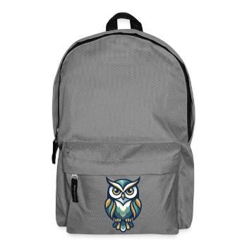 Stilisierte Eulenillustration mit geometrischen Mustern - Rucksack - Mittelgrau - Vorne