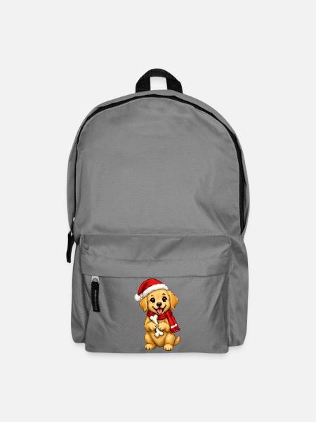 Golden Retriever Welpe Weihnachtsmütze Weihnachten - Rucksack - Mittelgrau