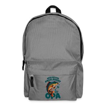 Angeln mit Enkeln Angel Opa Angelbuddy - Rucksack - Mittelgrau - Vorne