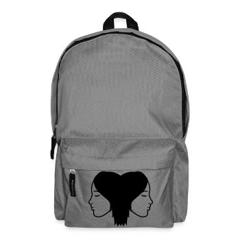 Couple 2 women team friends girlfriend sister head - Backpack - elephant grey - Front