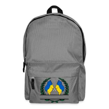 Flaggen Ukraine Lorbeerkranz Banner - Rucksack - Mittelgrau - Vorne
