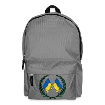 Drapeaux Ukraine en couronne de laurier - Sac à dos - gris éléphant - Devant