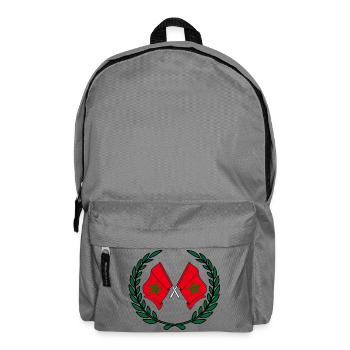 Flaggen Marokko im Lorbeerkranz - Rucksack - Mittelgrau - Vorne
