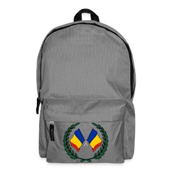 Flags Romania in laurel wreath - Backpack - elephant grey - Front