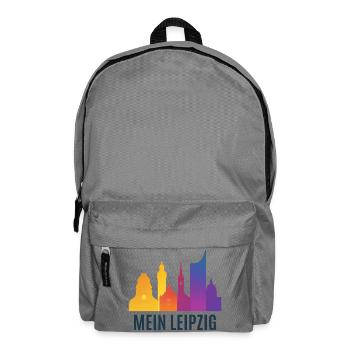 Leipzig Farbverlauf Skyline - Rucksack - Mittelgrau - Vorne