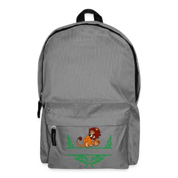 Lion Laurel Wreath with Namespace - Backpack - elephant grey - Front