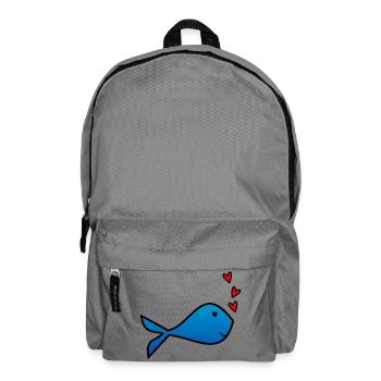 FISH. VALENTINE'S DAY. HEART. I LOVE YOU. I LOVE - Backpack - elephant grey - Front