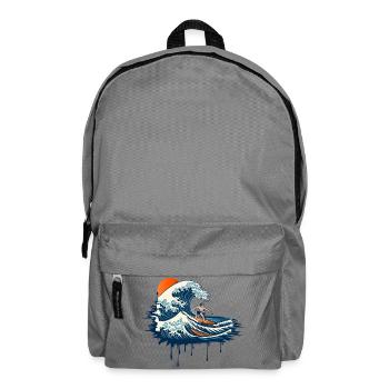 Dynamische Surf Illustration auf kraftvoller Welle - Rucksack - Mittelgrau - Vorne