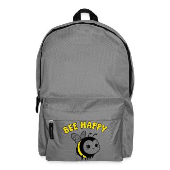 Bee Happy – Mignonne abeille dessinée en jaune noir - Sac à dos - gris éléphant - Devant
