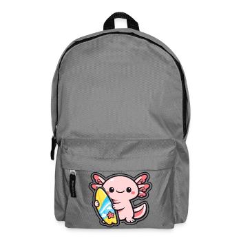 Kawaii Axolotl with Surfboard - Backpack - elephant grey - Front