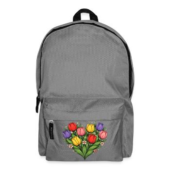 Rainbow Tulip Heart Bouquet - Backpack - elephant grey - Front