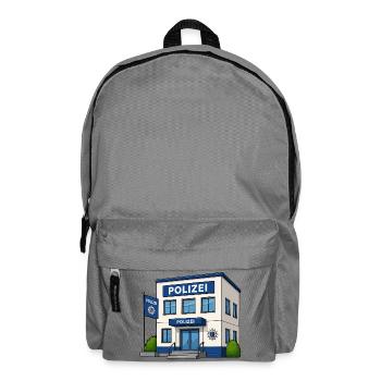 Polizei Cartoon Gebäude Druckdesign - Rucksack - Mittelgrau - Vorne