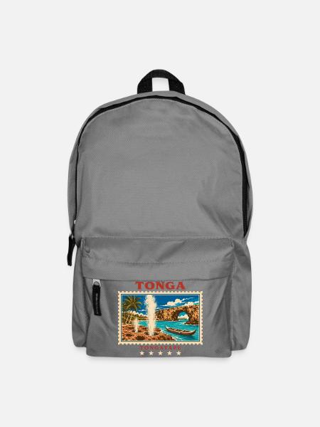 Tonga Tongatapu Vintage Reisemarke - Rucksack - Mittelgrau