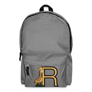 Giraffe with golden R - Backpack - elephant grey - Front