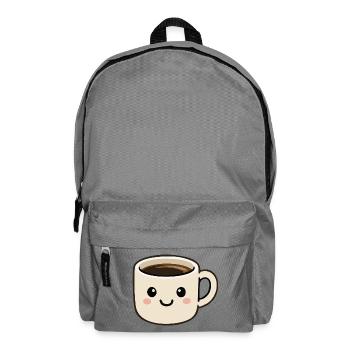 Süßer lächelnder Kawaii-Kaffeetassen-Cartoon - Rucksack - Mittelgrau - Vorne