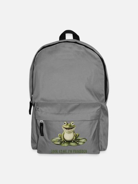 LOOK AT ME. I’M FROGEOUS. – Frosch Humor - Rucksack - Mittelgrau