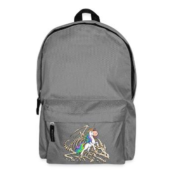 Einhorn Drache Drachenskelett Fabelwesen Fantasy - Rucksack - Mittelgrau - Vorne