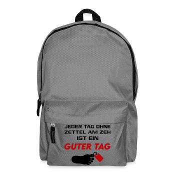 Guter Tag Zettel am Zeh T-Shirt Sprüche Lustig - Rucksack - Mittelgrau - Vorne