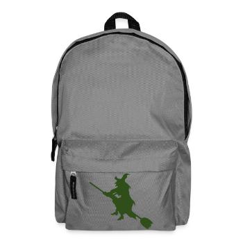 Hexe auf Besen Silhouette - Rucksack - Mittelgrau - Vorne