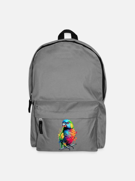 Allfarblori Papagei Lori - Regenbogenlori Papagei - Rucksack - Mittelgrau