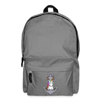 Anker Einhorn maritim Fabelwesen Seemann Ahoi - Rucksack - Mittelgrau - Vorne
