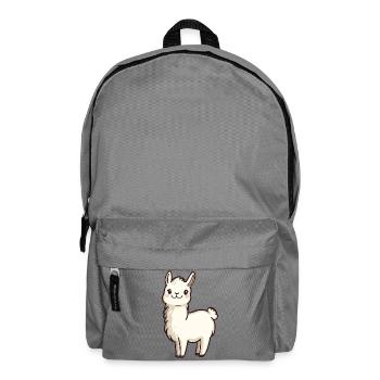 Cute Happy Smiling Alpaca - Adorable Cartoon - Backpack - elephant grey - Front