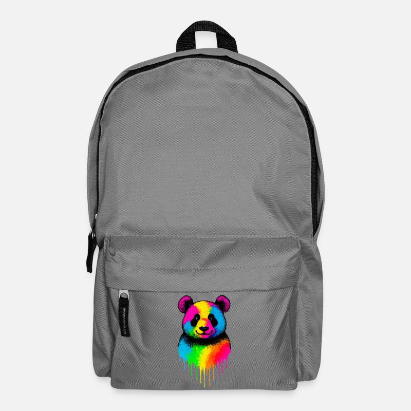 Regenbogen Panda Tropfende Kunst - Rucksack - Mittelgrau