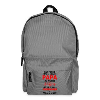 Heart + Football – Super Dad Footballer - Backpack - elephant grey - Front