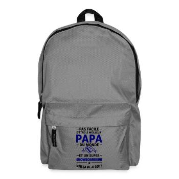 Herz + Snowboard – Super Snowboarder Papa - Rucksack - Mittelgrau - Vorne
