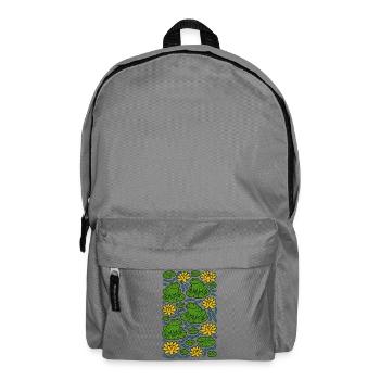 Lily Pad Frogs in Bloom Pattern - Backpack - elephant grey - Front
