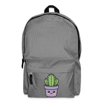 Kawaii Cactus in Purple Pot - Backpack - elephant grey - Front