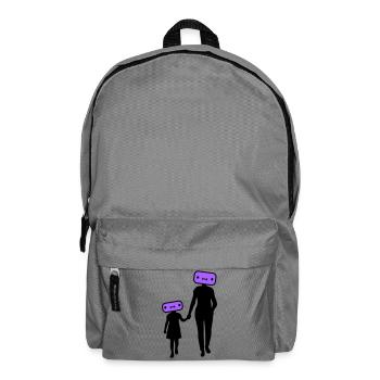 Familie Silhouette Liebe Kinder Eltern Mama Papa - Rucksack - Mittelgrau - Vorne