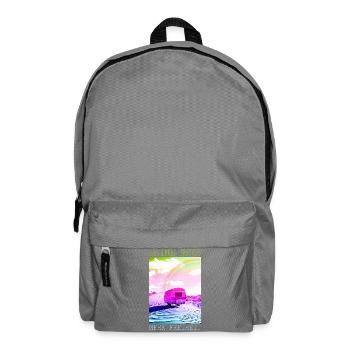 Bunter Wohnwagen Roadtrip Freiheit Camping - Rucksack - Mittelgrau - Vorne