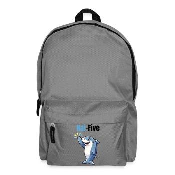 Requin Cinq | Requin de dessin animé drôle avec un high five - Sac à dos - gris éléphant - Devant