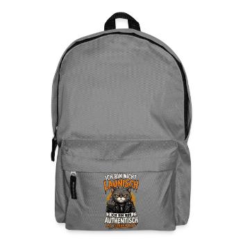 Katze Nicht Launisch Authentisch Shirt - Rucksack - Mittelgrau - Vorne