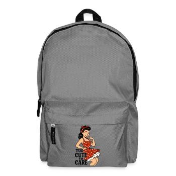 Too Cute to Care – Freches Pin-up Girl Retro - Rucksack - Mittelgrau - Vorne