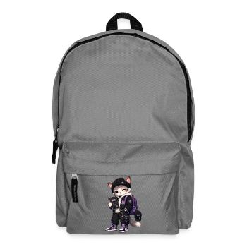 Lila Schülerkatze und Sterne - Rucksack - Mittelgrau - Vorne
