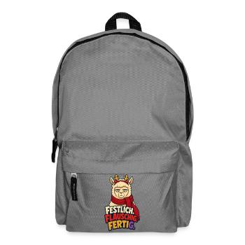 Lama Advent Festlich Flauschig - Rucksack - Mittelgrau - Vorne