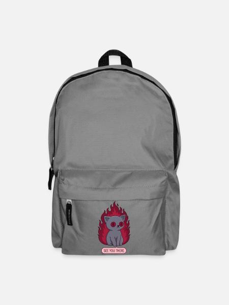 Süße Goth Katze in Flammen See You There - Rucksack - Mittelgrau