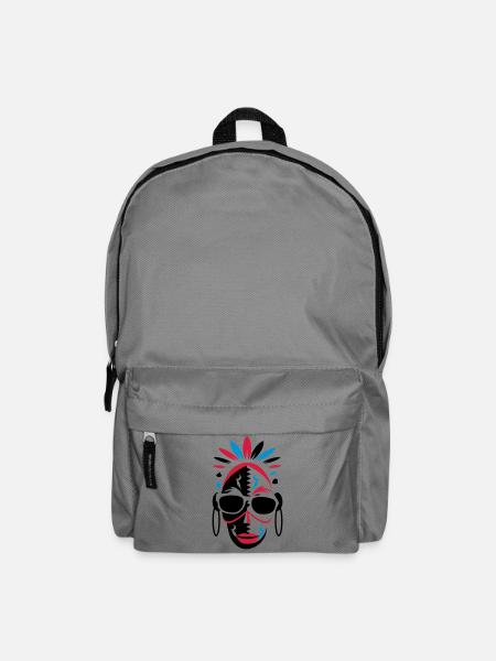 Un masque africain avec des lunettes de soleil - Sac à dos - gris éléphant