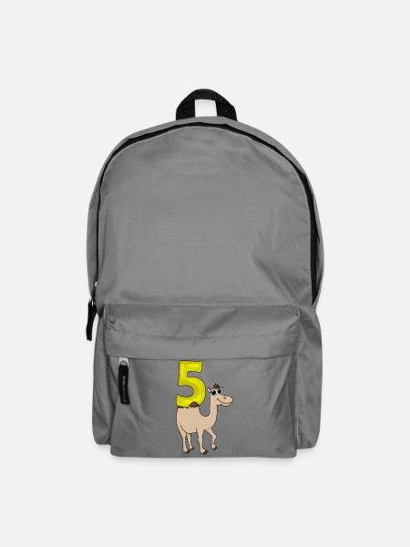 5 Geburtstag 5 Jahre alt mit Tier Motiv - fünf - Rucksack - Mittelgrau