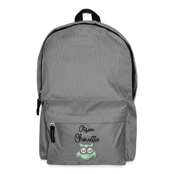 Atsem super chouette verte 3D - Sac à dos - gris éléphant - Devant