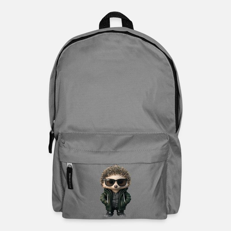 cooler Igel mit Sonnenbrille und Kapuzenjacke - Rucksack - Mittelgrau
