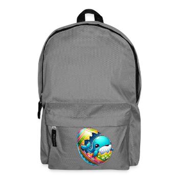 Colorful Whale Hatching from Easter Egg Cartoon - Backpack - elephant grey - Front