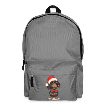 Weihnachts Dackel mit Mütze und Fliege - Rucksack - Mittelgrau - Vorne