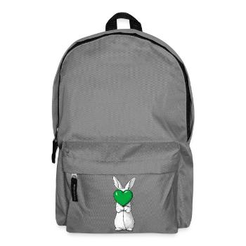 Cute rabbit illustration holding a green heart  - Backpack - elephant grey - Front